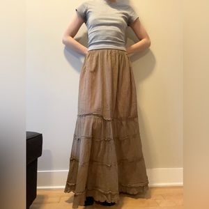 Long maxi brown summer skirt - size XS/S/M